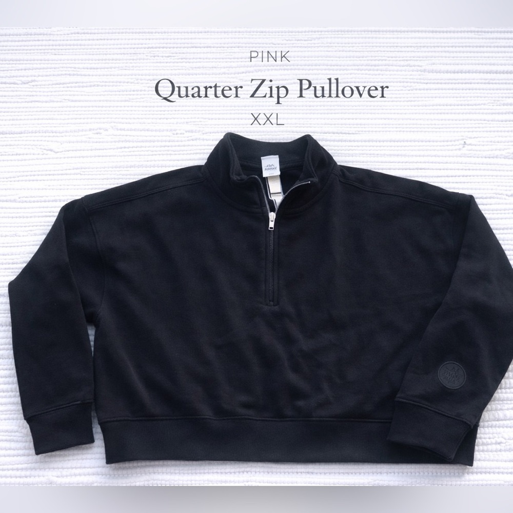 PINK VS Black Quarter Zip Pullover XXL Cozy Athleisure Sweatshirt
